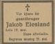 Dødsannonse Jakob Eiesland    Avisen Agder 18 Mai 1917.jpg